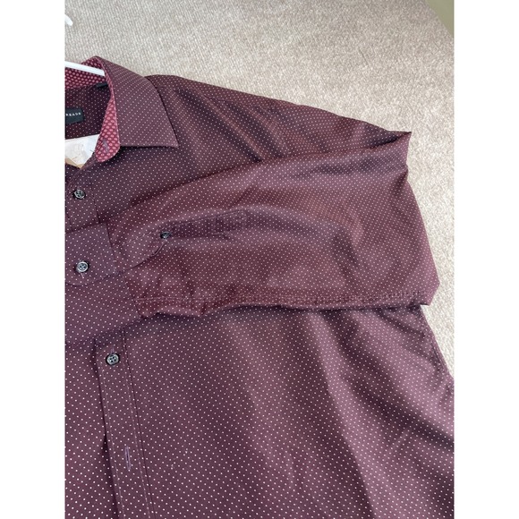 Society Threads Mens Slim Fit Burgundy Micro Dot Dress Shirt XXL - Picture 2 of 12